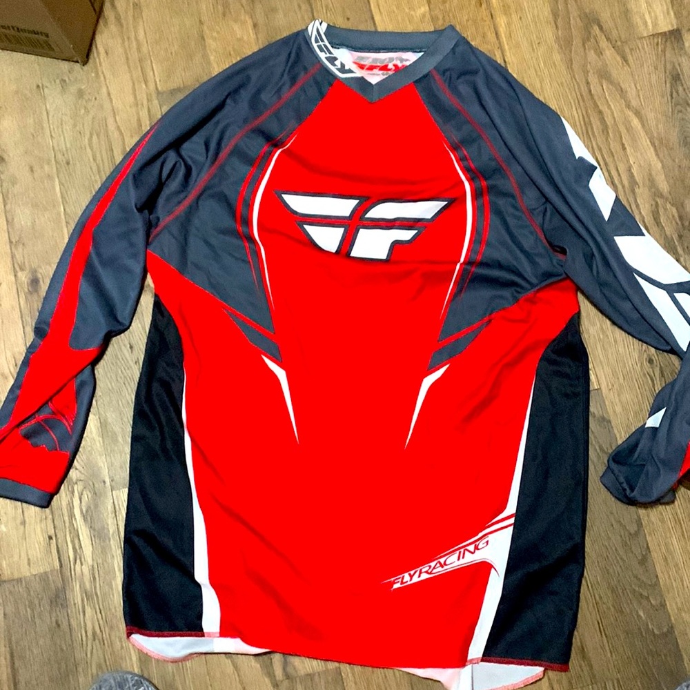 Fly Racing Men’s Long Sleeve Jerseys - Red and Gray